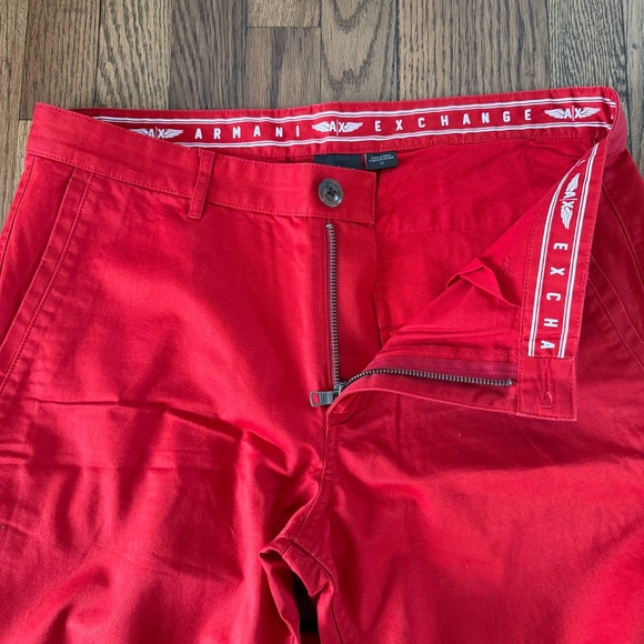 A|X Armani Exchange Men’s Red Pants 100% Cotton Size 33 - Picture 4 of 14